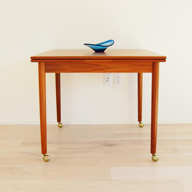 Danish Modern Teak Expandable Dining Table with Canisters by AR 