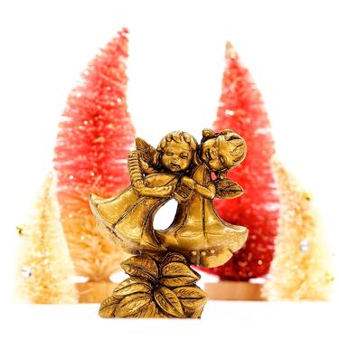VINTAGE: Italian Gold Angle Figurine - Small Polymer Resin Figurine - Christmas - Holiday - Made in Italy - SKU 15-D3-00017531 