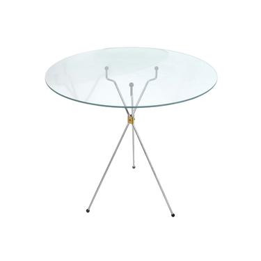 Glass Chrome Drink Table Tripod Table Mid Century Modern 