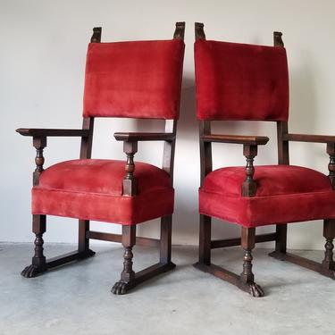 Italian Renaissance Revival-Style Armchairs - a Pair 