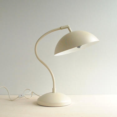 Vintage White Saucer Desk Lamp, Adjustable Metal Desk Lamp 