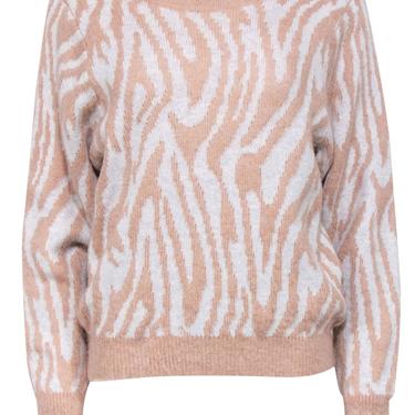 Rebecca Taylor - Blush &amp; White Zebra Print Fuzzy Sweater Sz M