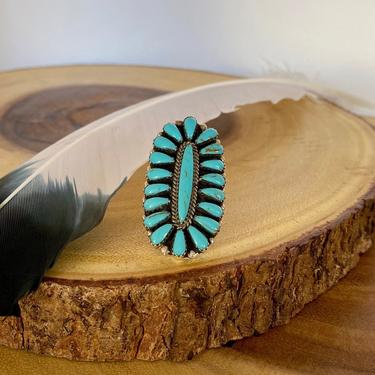 BIG BLUE Navajo Silver & Blue Howlite Ring | Dean Brown Needle Point Cluster Ring | Navajo Native American Jewelry Boho | Multi Size 