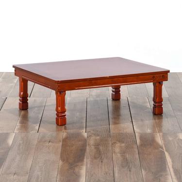 Carved Asian Red Finish Folding Coffee Table 2
