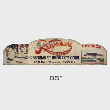 midcentury hand painted advertising sign, vintage hand painted painters sign, vintage interior design sign, hand painted sign, painted sign 