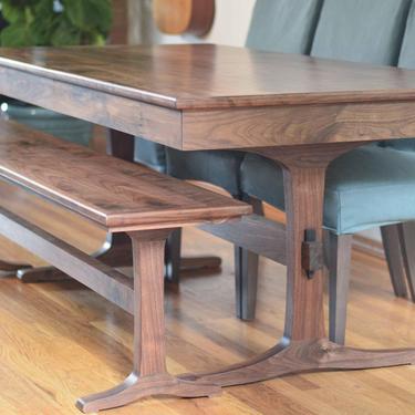 Walnut Trestle Table Extendable Extension Table | &amp;quot;Porter&amp;quot; | Solid Hardwood with leaf 