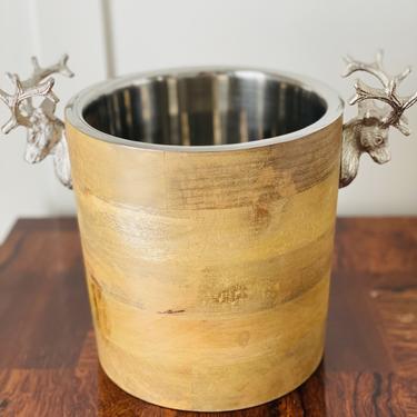 English Silver Plate Wine Cooler with Stag Antler Motif