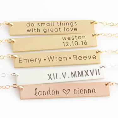 Personalized Bar Necklace/ Bar Necklace/Gold or Silver Custom Name Plate/Initial Necklace/Roman Numeral/Mom Necklace/LEILAjewelryshop 