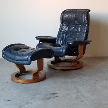 Vintage Ekornes Stressless Recliner Chair and Ottoman 
