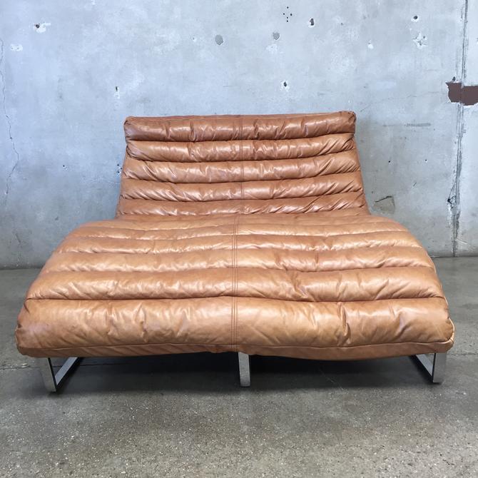 Modern Double Leather Chaise Lounge, Double Leather Chaise
