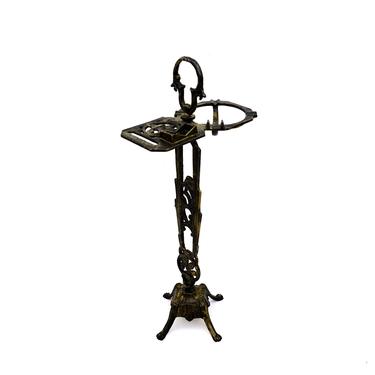 Antique Cast Iron Smoking Stand | Art Deco Catchall | Plant Stand | Ashtray & Matchbox Free Standing Holder 
