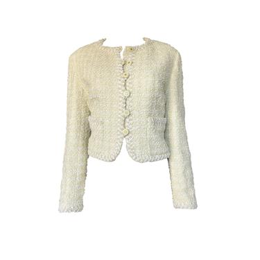 Chanel Lime Green Tweed Cropped Blazer