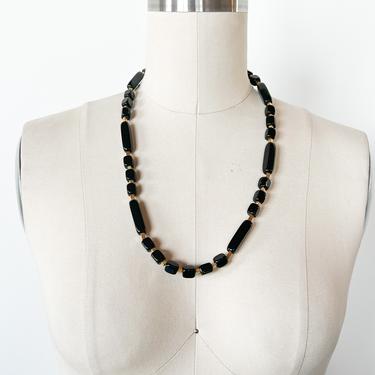 Ebony Rectangular Beaded Necklace
