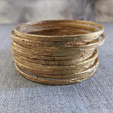 Alice Thin Hand Etched Gold Plated Bangle - One of a Kind- Listing for One Bangle Only 