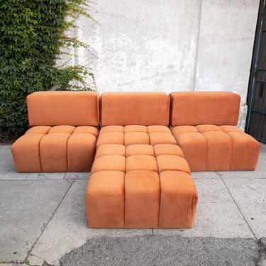 Orange Creamsicle 4-Part Sectional Sofa