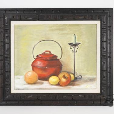 The Red Pot Oil Painting on Panel, Signed Laline