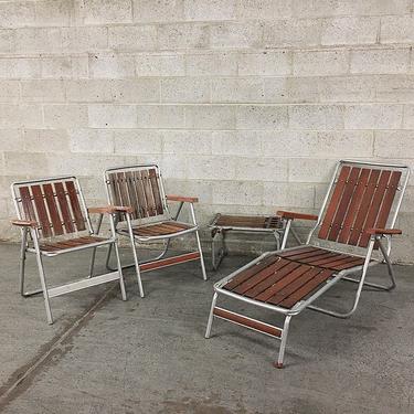 LOCAL PICKUP ONLY ----------------- Vintage Wood and Metal Patio Set 