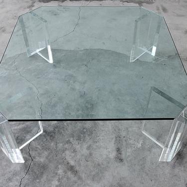 Thick Lucite Mid Century Coffee Table by Charles Hollis Jones 