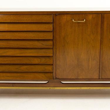 Merton Gershun for American of Martinsville Louvered Mid Century Modern Lowboy Dresser Credenza - mcm 