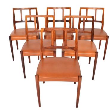 Set of Six Danish Mid Century Modern Johannes Andersen 'Louise' Rosewood Dining Chairs 