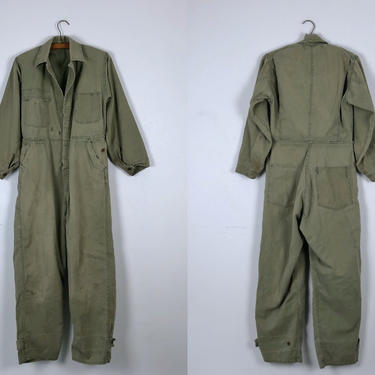 Vintage Army Green Coveralls - Size S by HighEnergyVintage