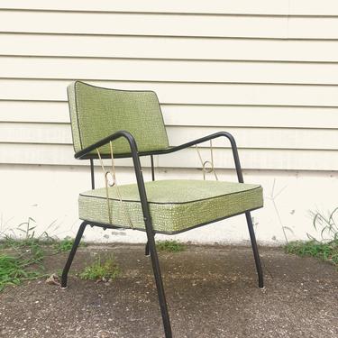 Mid Century Side Chair with Vintage Green Vinyl