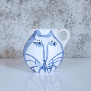 Andersen Design Studio Ceramic Mug / Cup with Hand Painted Cat Face by Weston and Brenda Andersen - Mid-Century Maine Pottery 