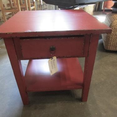 RUSTIC RED PAINTED SIDE TABLE
