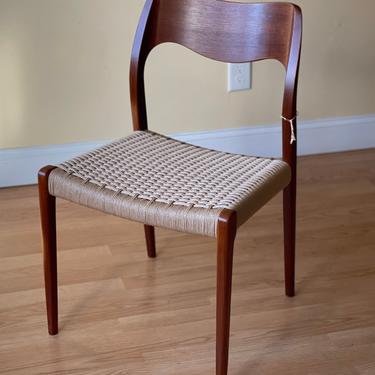 ONE Moller Model #71 Dining Side Chair, in Teak and Danish Paper Cord, side chair, bedroom chair 