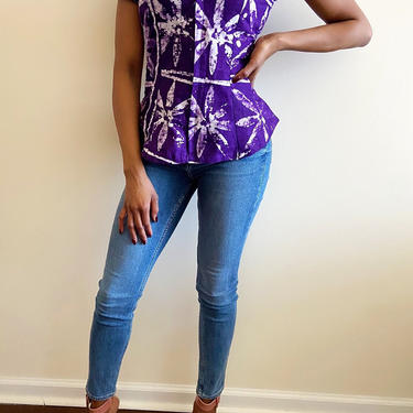 Reconstructed Vintage African Print Top - S 