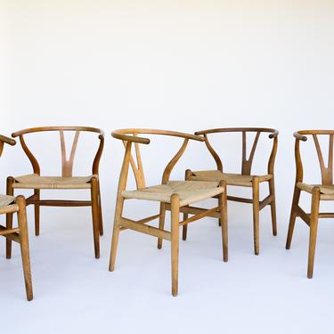 Set of 6 Original Hans Wegner Wishbone Chairs by Carl Hansen &amp; Son