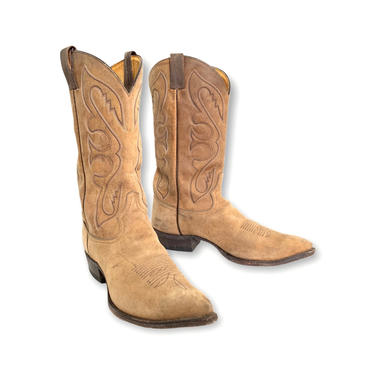 Vintage TONY LAMA Suede Cowboy Boots ~ size 11 D ~ Western ~ Ranchwear 