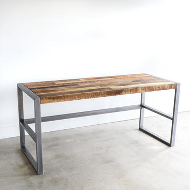 Reclaimed Wood Desk With Metal Frame Base / Industrial Reclaimed Desk 