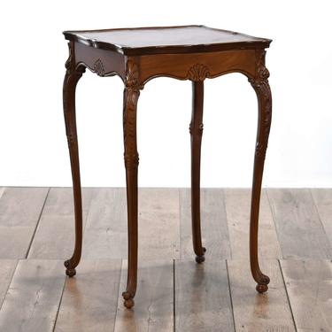 French Provincial Carved End Table W Marquetry Top 2