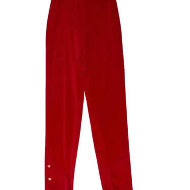 Vintage 1996 CHANEL CC Logo Red Velvet PANTS - Waist 26&quot; 