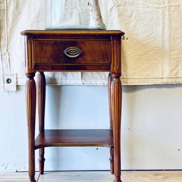 Dark Wood Nightstand with Drawer | Federal Style Nightstand | Wood End Table | Wood Side Table | Spindle Leg Small Antique Table 