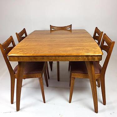 1950s Heywood Wakefield Dining Set - 5 Chairs, 2 Leaves, Protective Cover (pristine) - SOLD 