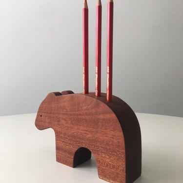 Bear Figure Pencil holder Teak Danish Mid Century Rare 