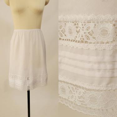 1970s Cotton White Half Slip by Deena 70's Skirt Slip 70s Lingerie Women's Vintage Size 