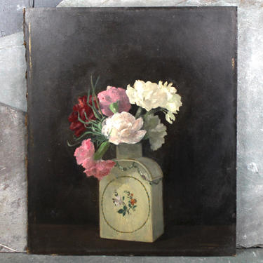Graceful Original Oil Painting - Vase of Roses - 11&amp;quot; X 9&amp;quot; Oil Painting - Original Unsigned Art - UNFRAMED | FREE SHIPPING 