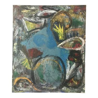 Vintage Abstract Painting Oil on Canvas