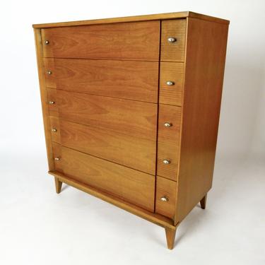 Five Drawer Bleached Walnut Tall Chest
