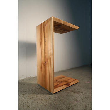 C-Table, End Table. Geometric End Table, Wood Nightstand, Modern Hardwood Side Table (Shown in Madrone) 