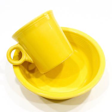 VINTAGE: Genuine Fiesta Ware HLC Soup Cereal Bowl and Cup - Yellow Fiesta - SKU 28-D-00030841 