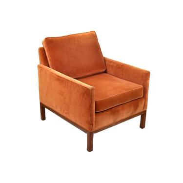 Vintage Mid-Century Modern Club Armchair Orange Velvet 