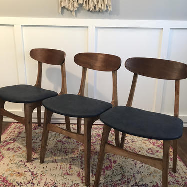 Chairs Walnut Single Dinette Desk Teak Walnut Vintagecore Restored Upholstered Mid Century Modern Danish Yugoslavia 