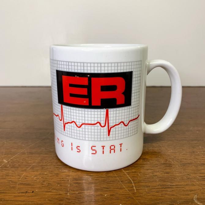 Vintage 1995 Warner Bros ER The TV Show Coffee Mug &amp;quot;Where Everything is Stat&amp;quot; 