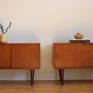 Pair of Mid Century Danish Modern Small Teak Cabinets 