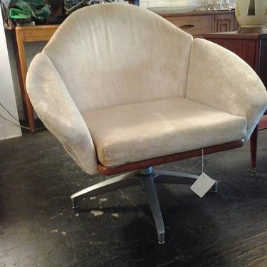 Veloured swivel armchair on chrome star base ala Herman Miller.  On sale!