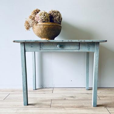 Shabby Light Blue Desk Table | Kitchen Table with Drawer | Rustic | Farmhouse | Pastel | Farm Table | Primitive | Cottage | Shabby Chic 